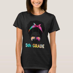 Hello 5th Grade Teacher Back To School Afro Messy T-Shirt