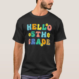 Hello 5th Grade Teacher Groovy Vintage Back To Sch T-Shirt