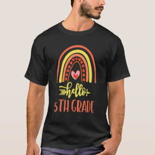 Hello 5th Grade Teachers Back To School Rainbow Fi T-Shirt