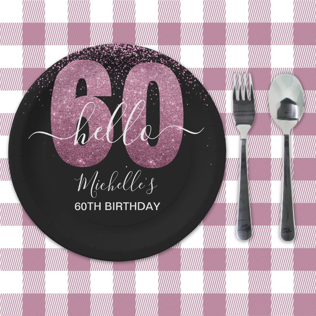 Hello 60! - Elegant 60th Birthday Woman Paper Plate (Creator Uploaded)