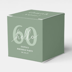 Hello 60 Modern Simple Sage Green 60th Birthday Favour Box