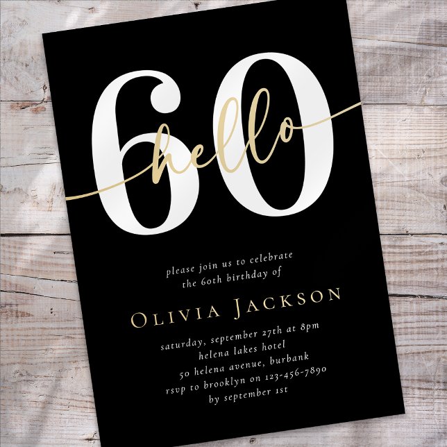 Hello 60 Sixtieth Birthday Party Invitation (Creator Uploaded)