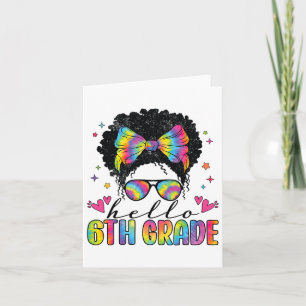 Hello 6th Grade Back To School Black Women Teacher Card