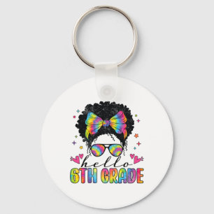 Hello 6th Grade Back To School Black Women Teacher Key Ring