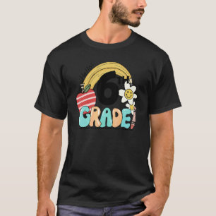 Hello 6th Grade Groovy Rainbow Back To School Teac T-Shirt