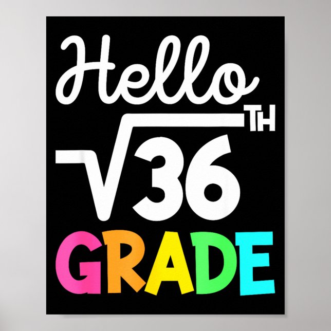 Hello 6th Grade Square Root of 36 Back to School Poster (Front)