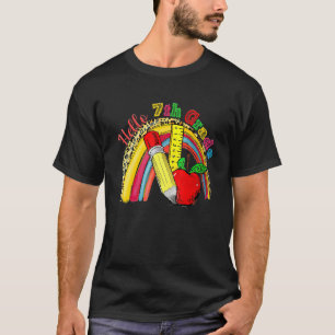 Hello 7th Grade Back To School Leopard Rainbow Cut T-Shirt