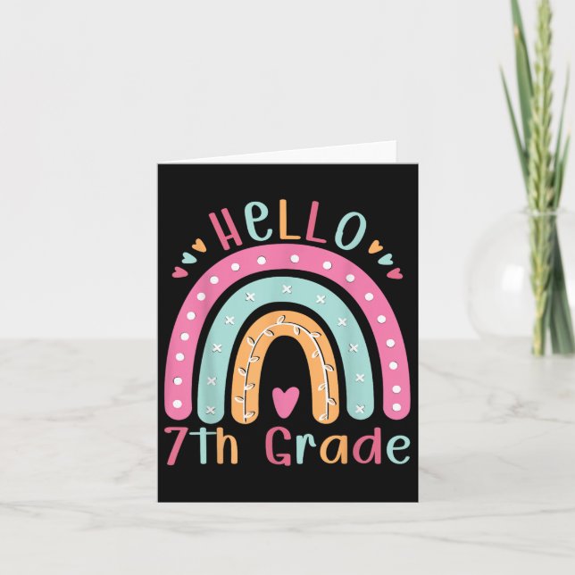 Hello 7th Grade Back To School Seventh Grade Teach Card (Front)