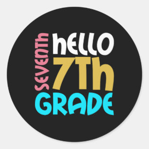 Hello 7th Grade Girls Teacher Back To School Seven Classic Round Sticker