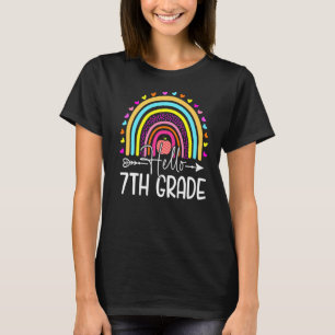 Hello 7th Grade Rainbow Seventh Grade Teacher Back T-Shirt