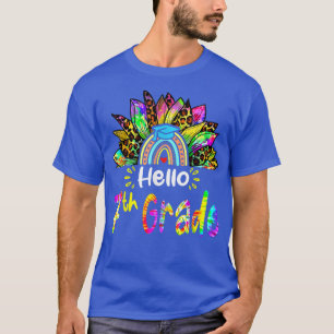 Hello 7th Grade Rainbow Sunflower Tie dye Back to T-Shirt