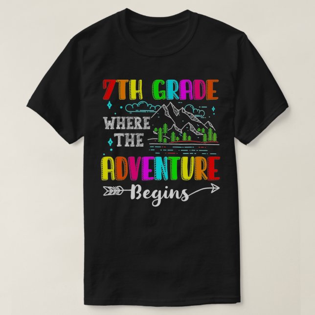 Hello 7th Grade Where the Adventure Begins Back to T-Shirt (Design Front)