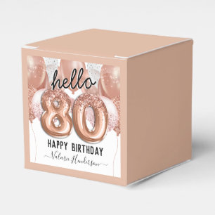 Hello 80 Pink Glitter Birthday Balloons Favour Box