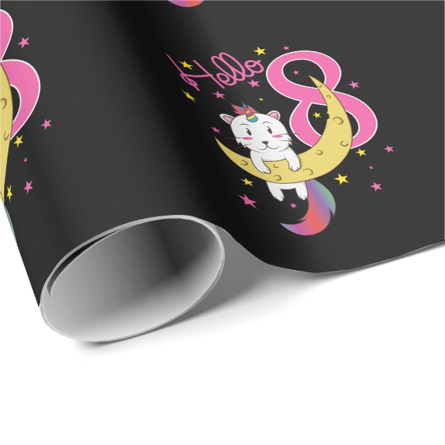 Hello 8 Cat Einhorn Mond Cheese Wrapping Paper (Roll Corner)