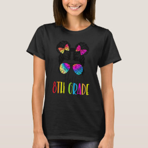 Hello 8th Eighth Grade Messy Bun Back To School Ti T-Shirt