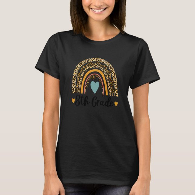 Hello 8th Grade Leopard Back To School First Day E T-Shirt (Front)