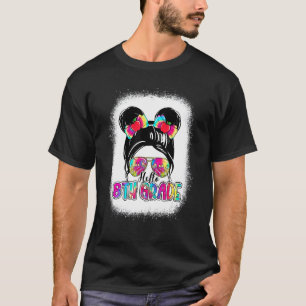 Hello 8th Grade Messy Bun Girl Tie Dye Back To Sch T-Shirt