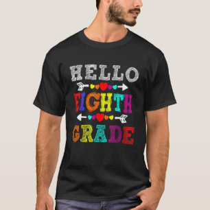 Hello 8th Grade Rainbow Eighth Grade Teacher Kids T-Shirt