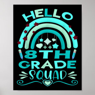 Hello 8th Grade Rainbow Teachers Kids Back To Scho Poster