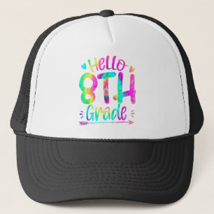 Hello 8th Grade Team Tie Dye Back to School Teache Trucker Hat