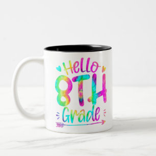 Hello 8th Grade Team Tie Dye Back to School Teache Two-Tone Coffee Mug