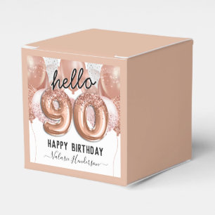 Hello 90 Pink Glitter Birthday Balloons Favour Box