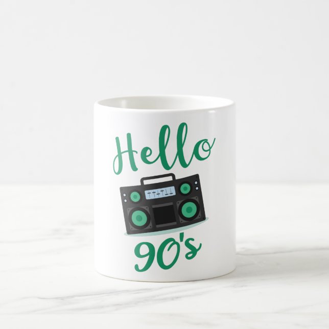 Hello 90s radio cassette recorder coffee mug (Center)