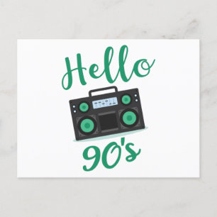 Hello 90s radio cassette recorder postcard
