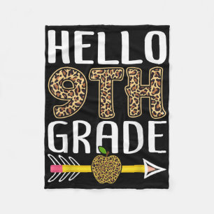 Hello 9th Grade Teacher Boys Girls Back To School Fleece Blanket