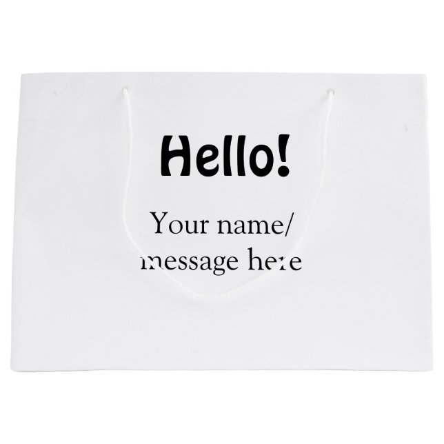 Hello add name message simple minimal business tem large gift bag (Front)