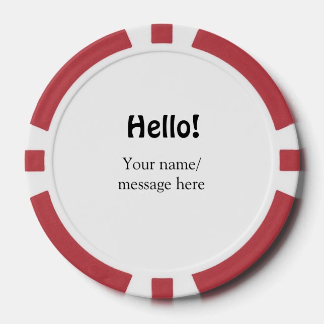 Hello add name message simple minimal business tem poker chips (Front)