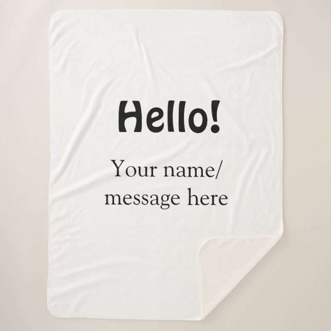 Hello add name message simple minimal business tem sherpa blanket (Front)