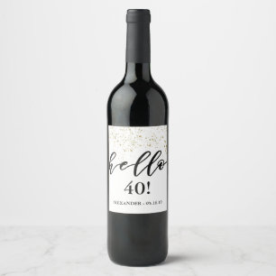 Hello "Age Number" Custom Birthday Wine Beer Wine Label