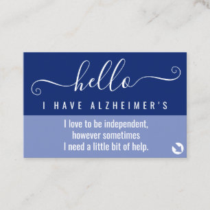 hello alzheimers awareness and emergency contact business card