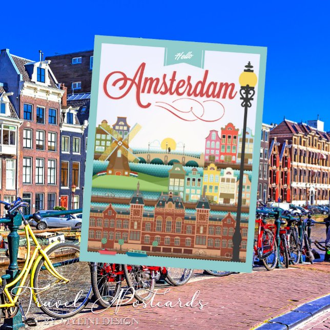 Hello Amsterdam Holland Travel Postcard (Creator Uploaded)