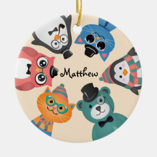 Hello! Animal Friends Ornament Round