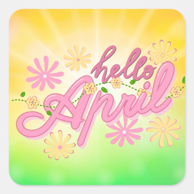 Hello April | Greeting Square Sticker (Front)