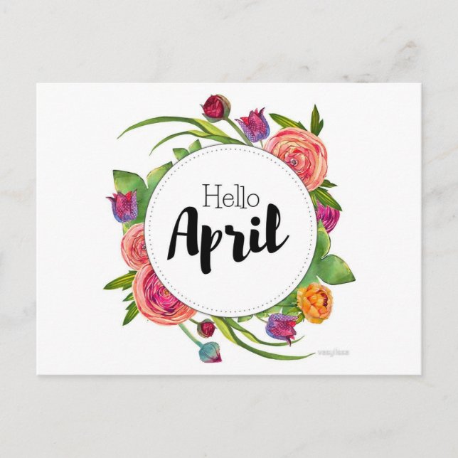 Hello April Postcard (Front)