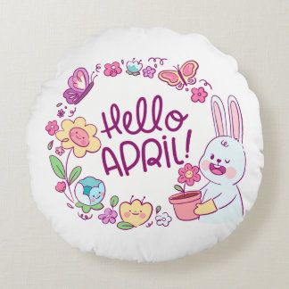 Hello April Round Cushion
