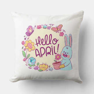 Hello April Throw Pillow