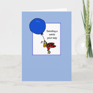 Hello at College Whimsical Ladybug with Balloon Card