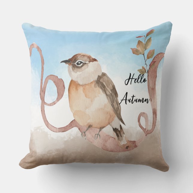 Hello Autumn Bird  Cushion (Front)