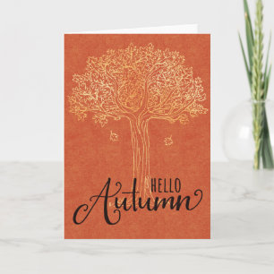 Hello Autumn Card - Beautiful Golden Tree