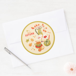 Hello Autumn Classic Round Sticker