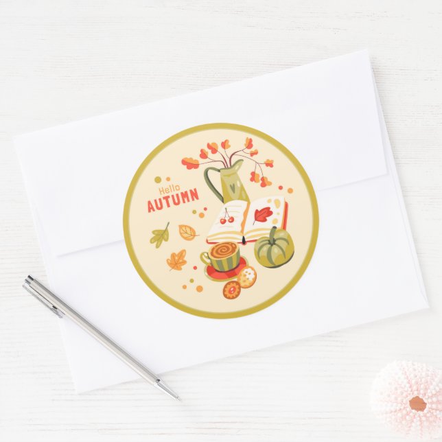 Hello Autumn  Classic Round Sticker (Envelope)