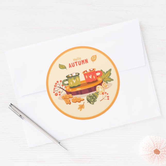 Hello Autumn  Classic Round Sticker (Envelope)