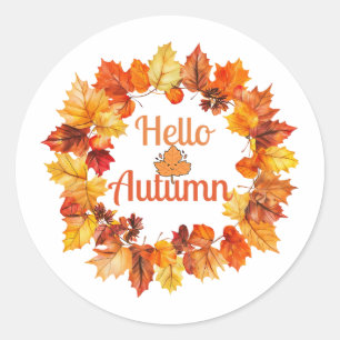 Hello Autumn – Cosy Fall Season Design Classic Round Sticker