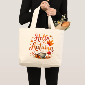 Hello Autumn, cosy nostalgia Large Tote Bag