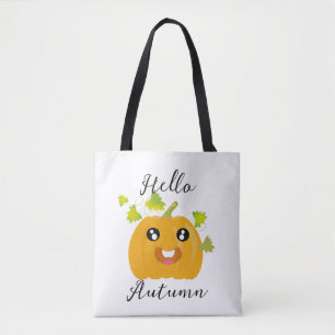 Hello Autumn - Cute Halloween Pumpkin Tote Bag