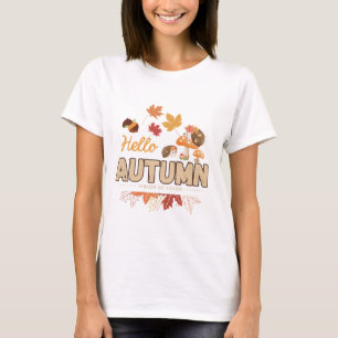 Hello Autumn – Cute Hedgehog &  Fall Desig T-Shirt